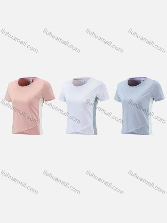 Wholesale Women's Sporty Round Neck Short Sleeve Quick Dry High Stretch Sport T-shirt WT21613#