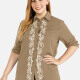 Women's Casual Round Neck 3/4 Sleeve Rhinestone Top 5# Clothing Wholesale Market -LIUHUA