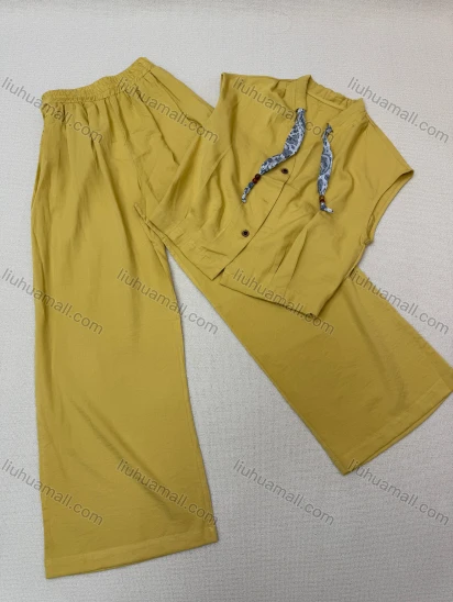 Wholesale Women's Cotton & Rayon Vest & Wide-Leg Pants Set