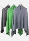 Wholesale Women's Casual Plain Bat Sleeve Ruffle Trim Cape - Liuhuamall