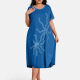 Women's Plus Size Elegant Crew Neck Short Sleeve Embroidery Knee Length Dress 15# Clothing Wholesale Market -LIUHUA