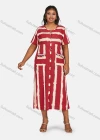 Wholesale Women's Casual Plus Size Short Sleeve Striped Tassel Trim Double Pockets Midi Dress - Liuhuamall