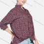 Wholesale Women's Ditsy Floral Stand Collar Cuffed Sleeve Button Front Casual Shirt preview