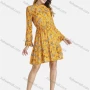 Wholesale Women's Floral Print Poet Sleeve Mock Neck High Waist Short Dress preview