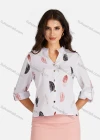 Wholesale Women's Casual Allover Print & Plain Notched Neck Long Sleeve Buttons Down Blouse - Liuhuamall