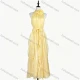 Wholesale Women's Elegant Halter Neck Ruched Waist Tiered Ruffle Chiffon Maxi Evening Dress #A9803 Yellow Clothing Wholesale Market Liuhua