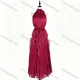 Wholesale Women's Elegant Halter Neck Ruched Waist Tiered Ruffle Chiffon Maxi Evening Dress #A9803 Wine Clothing Wholesale Market Liuhua
