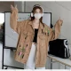 Wholesale Women's Loose Fit Flap Pockets Button Down Long Sleeve Denim Jacket Camel Clothing Wholesale Market Liuhua