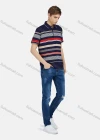 Wholesale Men's Casual Short Sleeve Button Front Striped Colorblock Polo Shirt - Liuhuamall