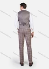 Wholesale Men's Formal Business Plaid Print Slim Fit Lapel Suit Jacket With Waistcoat 3 Piece Set - Liuhuamall