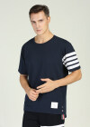 Wholesale Men's Round Neck Short Sleeve Striped T-Shirt With Shorts Set - Liuhuamall