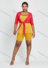 Wholesale Women's Plain Sleeveless Bateau Neck Top With Cardigan 3 Pieces Set - Liuhuamall