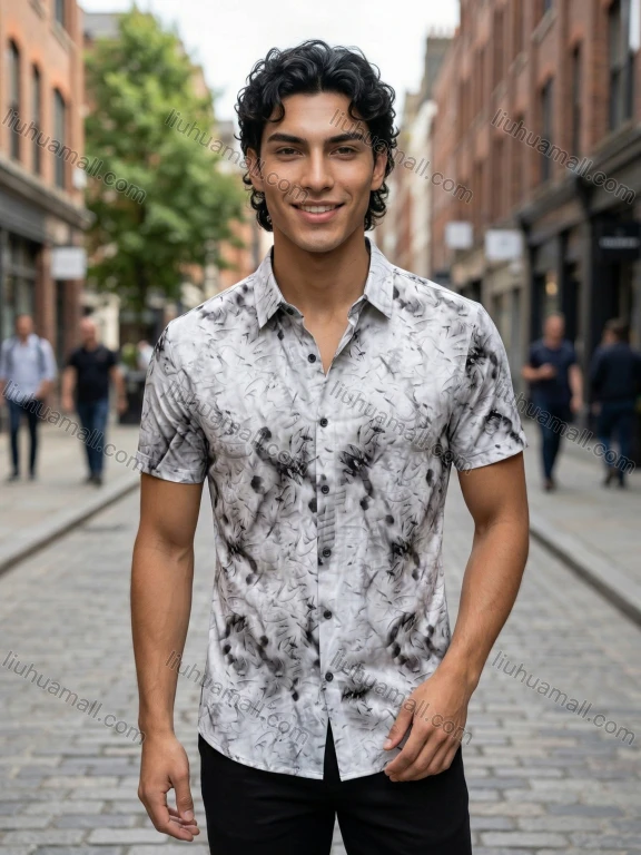 Wholesale 2026 New Men's Slim Fit Printed Short Sleeve Shirt - Wholesale In Stock Fashion Casual Dress Shirt