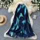 Wholesale Women's Vacation High-Waisted Pleated Printed Midi Skirt #SK2820 A-Navy Clothing Wholesale Market Liuhua