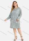 Wholesale Women's Plus Size Jacquard Geometric Print Long Sleeve Round Neck Dress - Liuhuamall