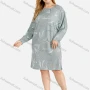 Wholesale Women's Plus Size Jacquard Geometric Print Long Sleeve Round Neck Dress preview