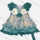Wholesale Girls Lovely Floral Print Short Sleeve 3D Floral Rhinesthed Tiered Ruffle Trim Dress 72# Clothing Wholesale Market Liuhua