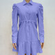 Women's Casual Collared Long Sleeve Ruffle Hem Shirt Dress 22# Clothing Wholesale Market -LIUHUA