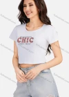 Wholesale Women's Casual Letter Round Neck Short Sleeve Crop T-shirt 3203# - Liuhuamall