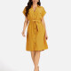 Women's Casual Plain Button Down Short Sleeve Shirt Dress With Belt EG-3371# Amber Clothing Wholesale Market -LIUHUA