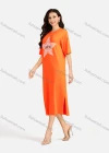Wholesale Women's Casual Star Short Sleeve Crew Neck Split Side Dress EG-3486# - Liuhuamall