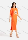 Wholesale Women's Casual Star Short Sleeve Crew Neck Split Side Dress EG-3486# - Liuhuamall