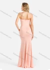 Wholesale Women's Elegant Plain Rhinestone Bow Knot Ruched Split Hem Strapless Tube Bodycon Evening Dress - Liuhuamall