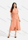 Wholesale Women's Casual Plain Wrap Short Sleeve Midi Dress With Belt EG-3436# - Liuhuamall