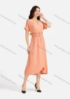 Wholesale Women's Casual Plain Wrap Short Sleeve Midi Dress With Belt EG-3436# - Liuhuamall