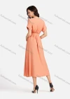 Wholesale Women's Casual Plain Wrap Short Sleeve Midi Dress With Belt EG-3436# - Liuhuamall