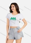 Wholesale Women's Casual Letter Round Neck Short Sleeve Crop T-shirt 3202# - Liuhuamall