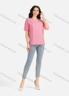 Wholesale Women's Casual Allover Print Round Neck Short Sleeve T-shirt 3605# - Liuhuamall