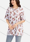 Wholesale Women's Casual Allover Print Round Neck Short Sleeve Tunic 3705# - Liuhuamall
