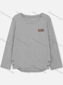 Wholesale Women's Casual Crew Neck Long Sleeve Side Slit Plain Top, LIUHUA CLOTHING WHOLESALE