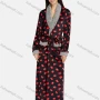 Wholesale Women's Comfy Lapel Long Sleeve Wrap Patch Pocket Allover Print Fuzzy Trim Maxi Nightgown With Tie Belt preview