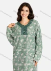 Wholesale Women's Embroidery Collared Allover Floral Print Long Sleeve Lounge Maxi Nightshirt - Liuhuamall