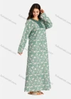 Wholesale Women's Embroidery Collared Allover Floral Print Long Sleeve Lounge Maxi Nightshirt - Liuhuamall