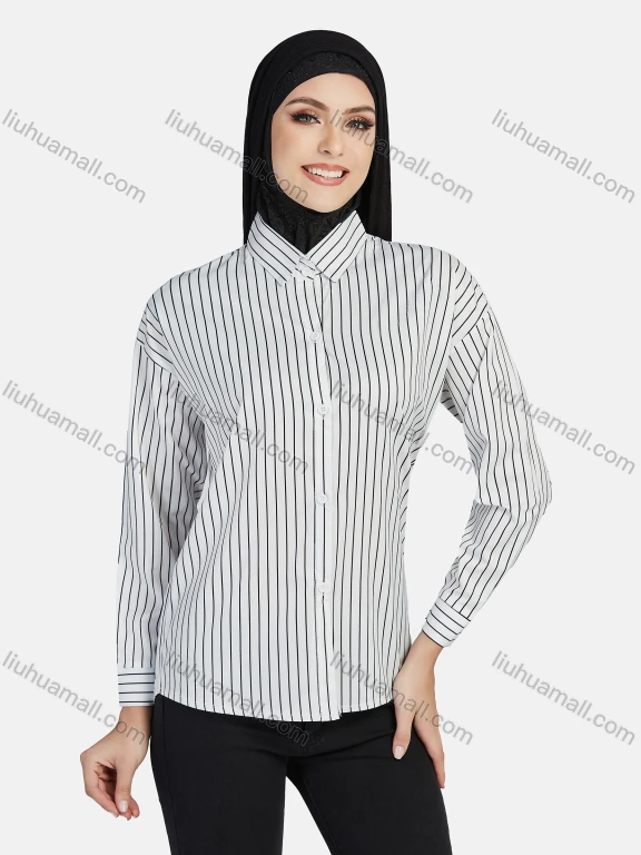 Wholesale Women's Casual Shirt Collar Button Down Shirt Without Hijab