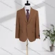 Wholesale Men's Business Lapel Single Breasted Plain Flap Pockets Blazer Jacket D3468# Saddle Brown Clothing Wholesale Market Liuhua