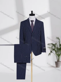 Wholesale Men's Business Lapel Single Breasted Striped Flap Pockets Blazer Jacket & Pants 2 Piece Set QH58746#, LIUHUA CLOTHING WHOLESALE