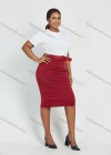 Wholesale Women's Business High Waist Plain Pencil Skirt With Belt - Liuhuamall
