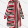Wholesale Women's Collared Long Sleeve Button Down Curved Hem Stripe Print Shirt Dress preview