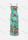 Wholesale Women's Spring Spaghetti Strap Sleeveless Floral Print Pleated Maxi Dress - Liuhuamall