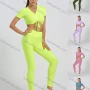 Wholesale Women's V Neck Tie Front Crop Top With High Waist Legging Sporty 2 Piece Set preview