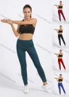 Wholesale Women's Sporty Plain Topstitch Sewing Pockets Elastic Workout Leggings - Liuhuamall