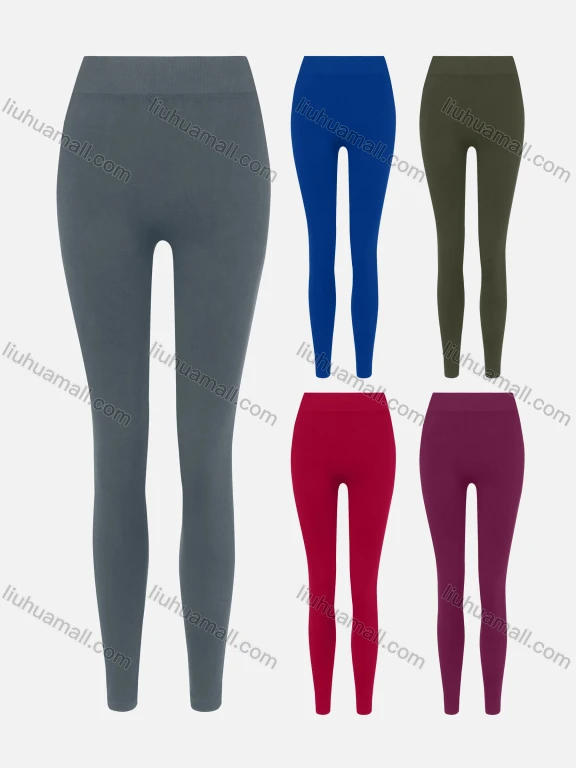 Wholesale Women's Sporty Plain High Waist Elastic Leggings