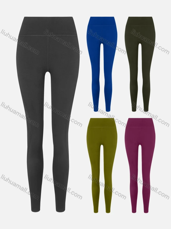 Wholesale Women's Sporty High Waist Side Sheer Mesh Plain Long Leggings