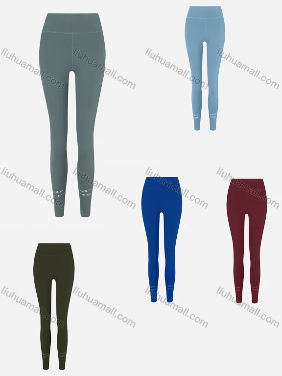 Wholesale Women's Sporty Plain High Waist Mesh Elastic Leggings