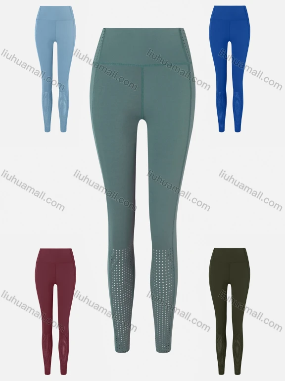 Wholesale Women's Sporty Plain High Waist Mesh Elastic Leggings