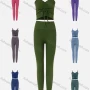 Wholesale Women's Spaghetti Strap Drawstring Plain Cami & High Waist Pants 2-Piece Set preview